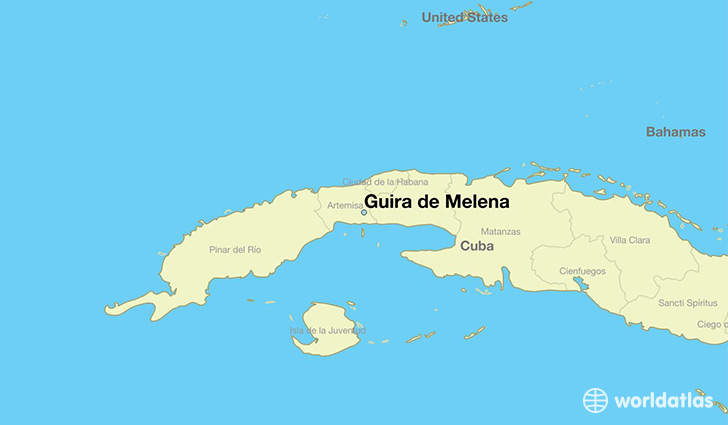 map showing the location of Guira de Melena
