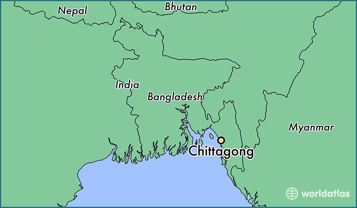 map showing the location of Chittagong