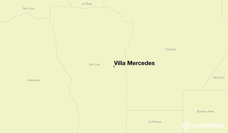 map showing the location of Villa Mercedes