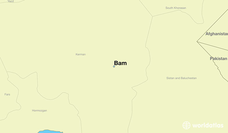 map showing the location of Bam