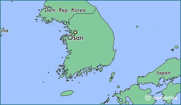 map showing the location of Osan