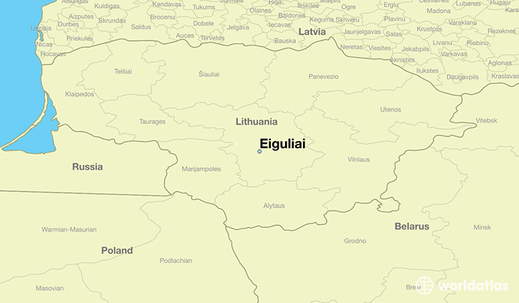 map showing the location of Eiguliai