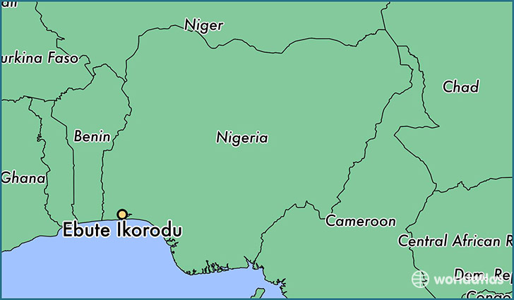 map showing the location of Ebute Ikorodu