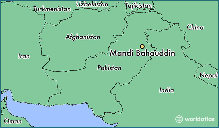 map showing the location of Mandi Bahauddin
