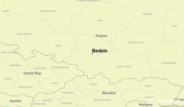 map showing the location of Bedzin