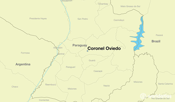 map showing the location of Coronel Oviedo