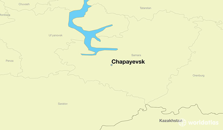 map showing the location of Chapayevsk