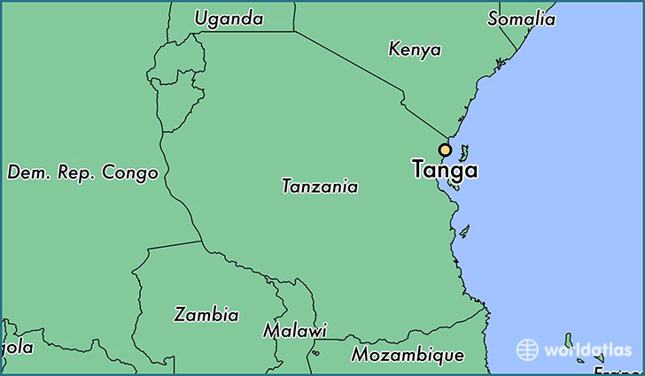 map showing the location of Tanga