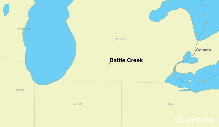 map showing the location of Battle Creek