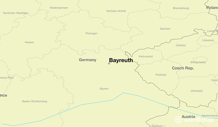 map showing the location of Bayreuth