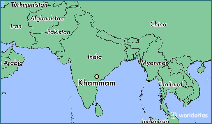 map showing the location of Khammam