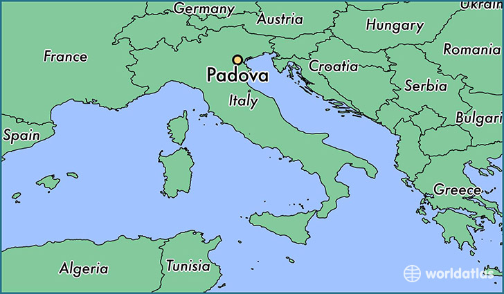 map showing the location of Padova