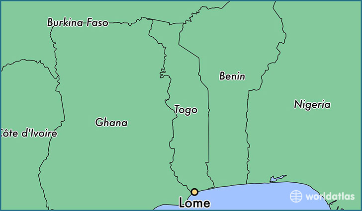 map showing the location of Lome