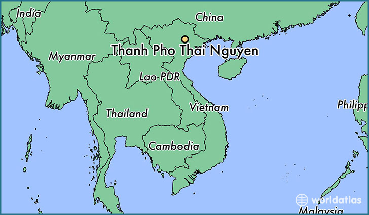 map showing the location of Thanh Pho Thai Nguyen