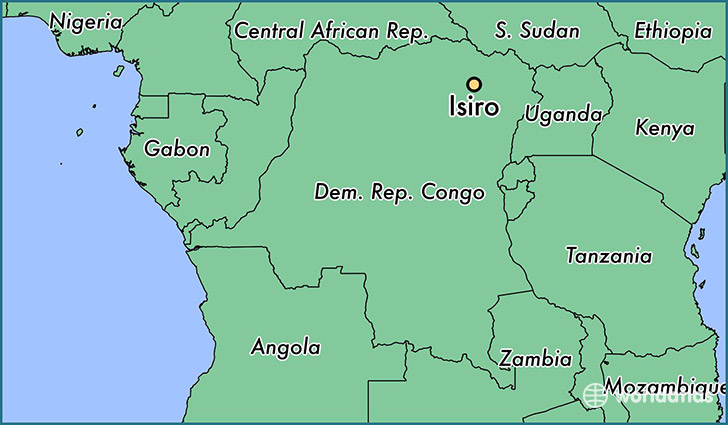 map showing the location of Isiro