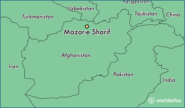 map showing the location of Mazar-e Sharif