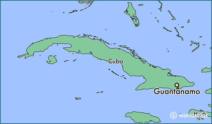 map showing the location of Guantanamo