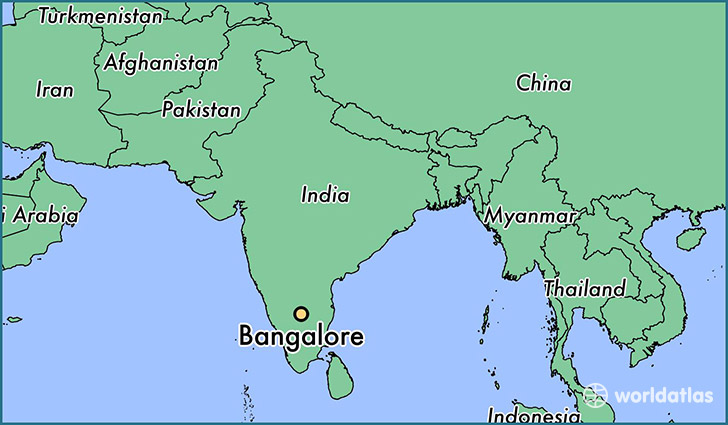 map showing the location of Bangalore