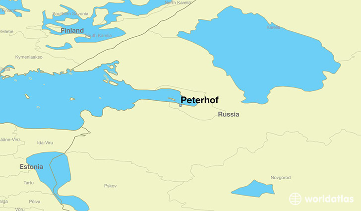 map showing the location of Peterhof
