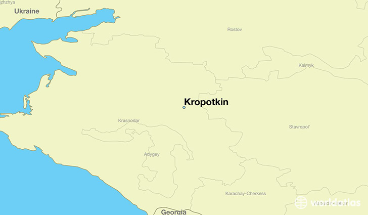 map showing the location of Kropotkin