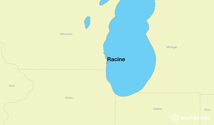 map showing the location of Racine