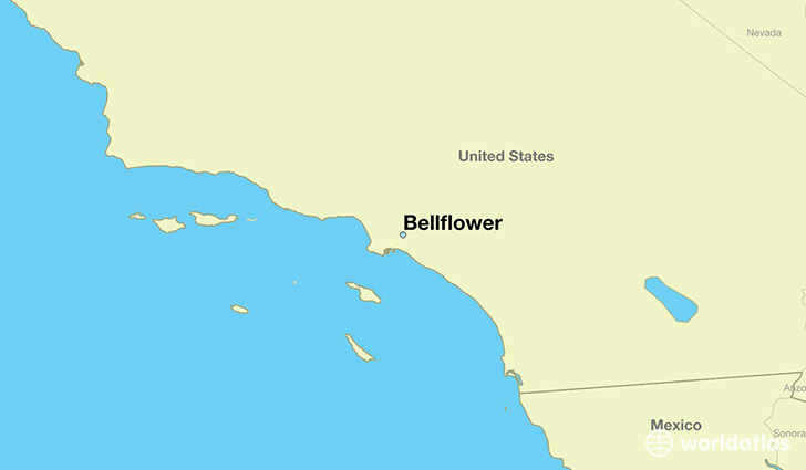 map showing the location of Bellflower