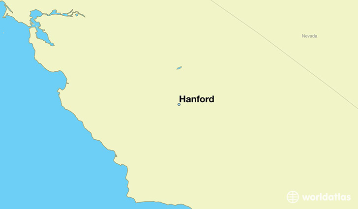 map showing the location of Hanford