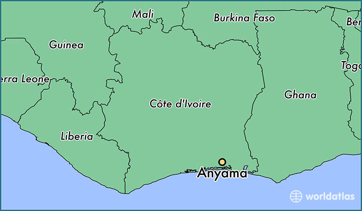 map showing the location of Anyama