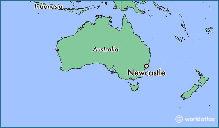 map showing the location of Newcastle