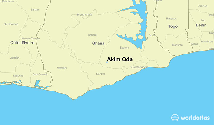 map showing the location of Akim Oda
