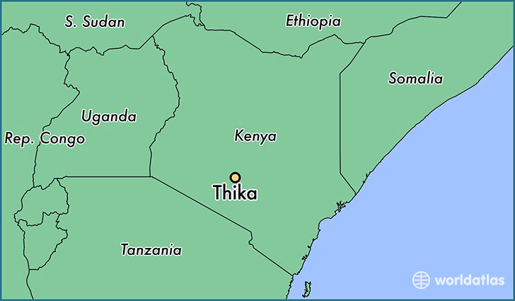 map showing the location of Thika