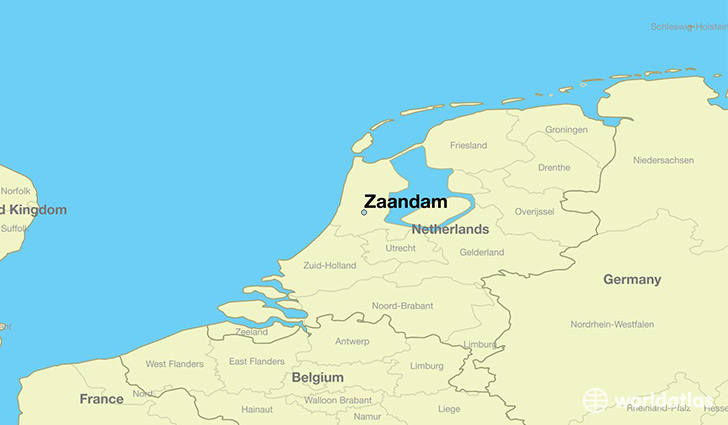 map showing the location of Zaandam