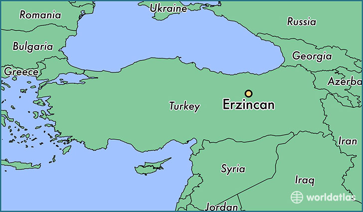 map showing the location of Erzincan
