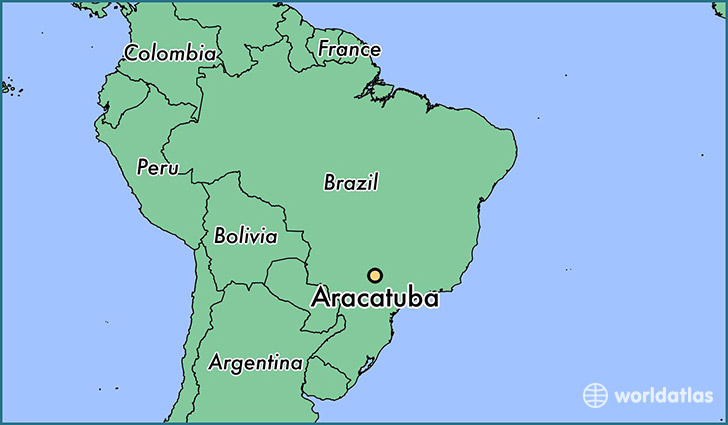 map showing the location of Aracatuba