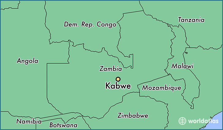 map showing the location of Kabwe