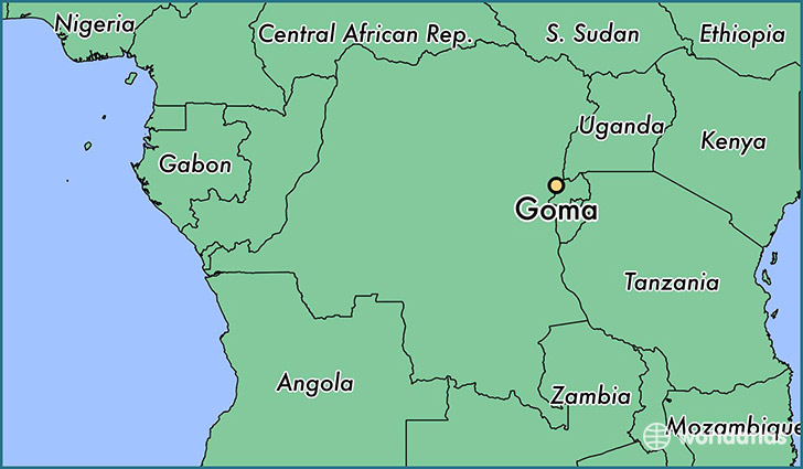 map showing the location of Goma