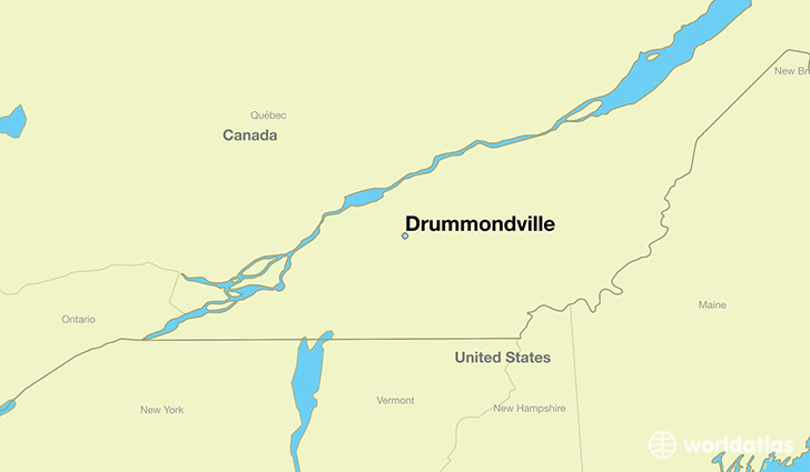 map showing the location of Drummondville