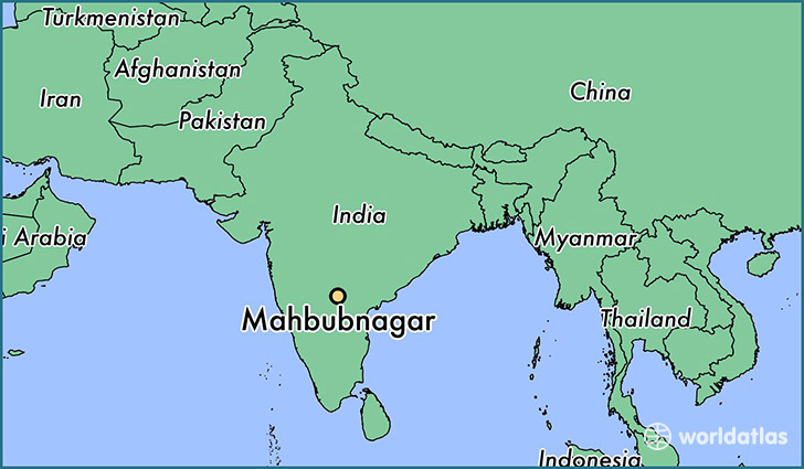 map showing the location of Mahbubnagar