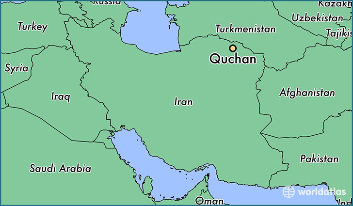 map showing the location of Quchan