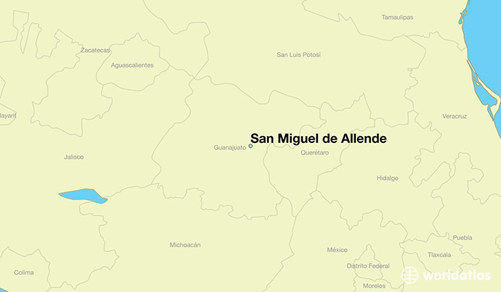 map showing the location of San Miguel de Allende