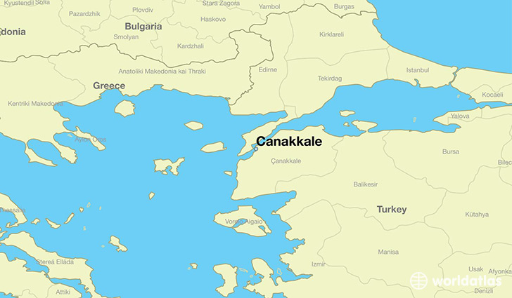 map showing the location of Canakkale