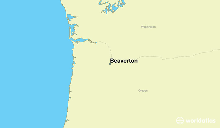 map showing the location of Beaverton