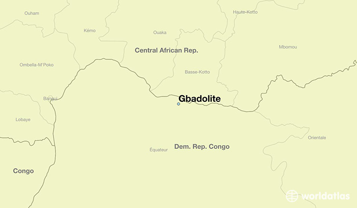 map showing the location of Gbadolite