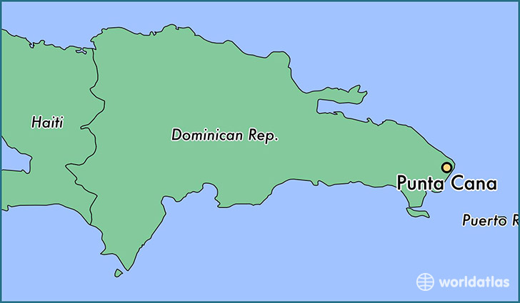 map showing the location of Punta Cana