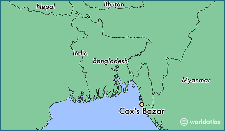 map showing the location of Cox's Bazar