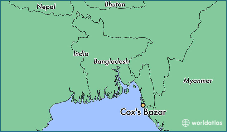 map showing the location of Cox's Bazar