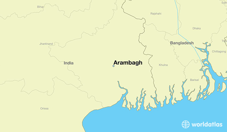 map showing the location of Arambagh