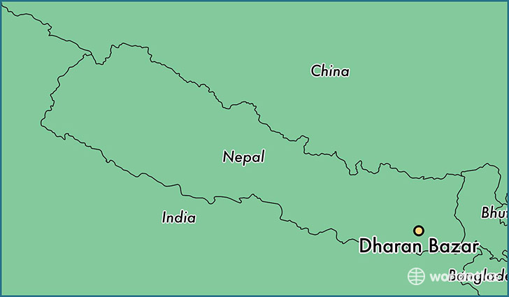 map showing the location of Dharan Bazar