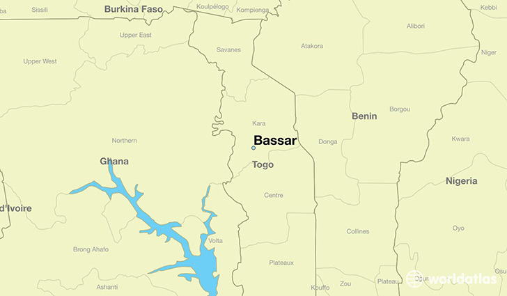map showing the location of Bassar
