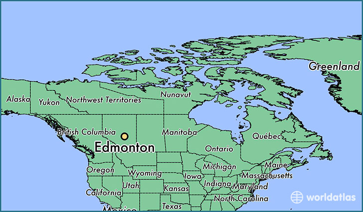 map showing the location of Edmonton